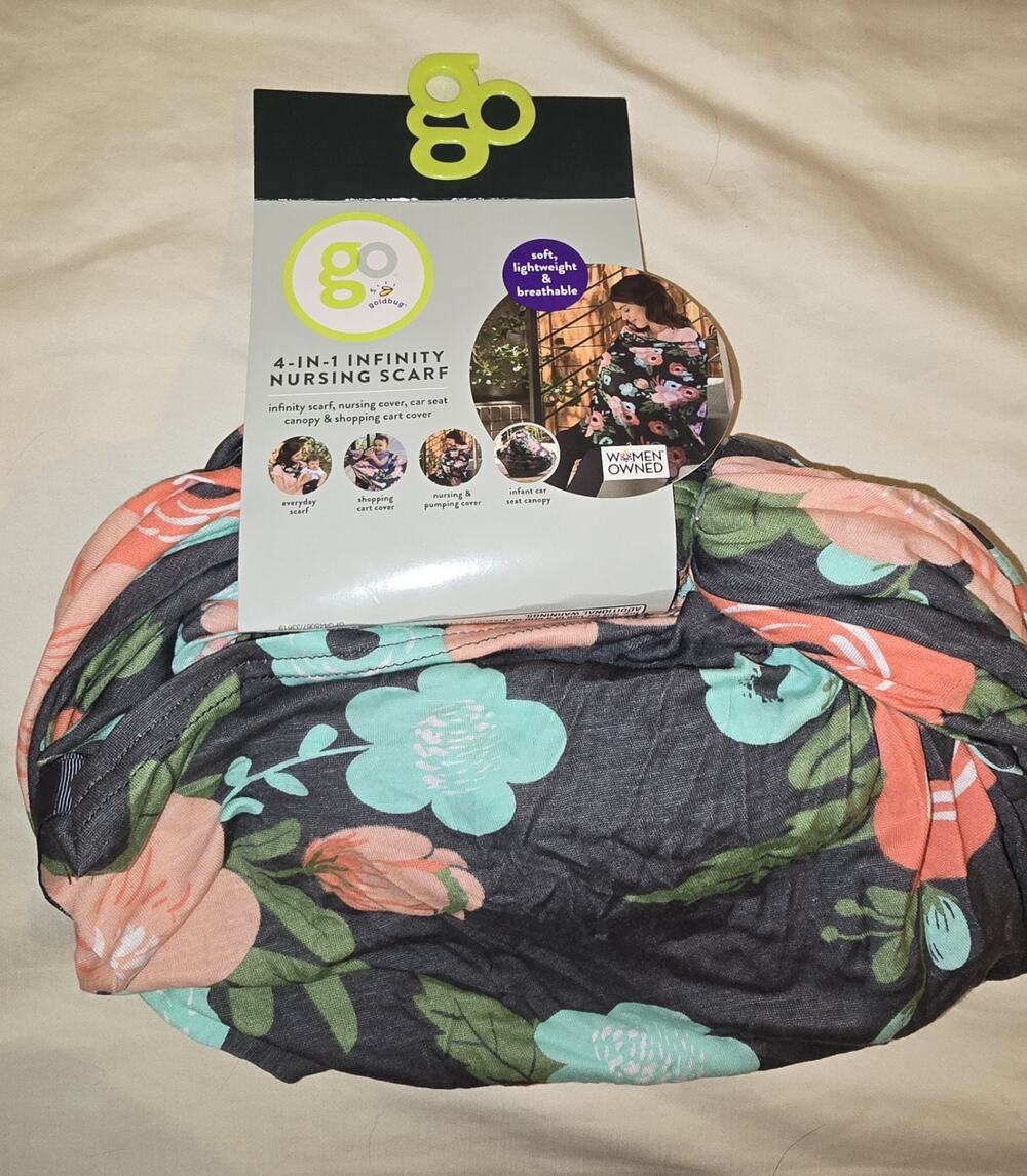 New Go by Goldbug 4-in-1 Infinity Scarf & Nursing Cover - Floral CAR CANOPY NWT